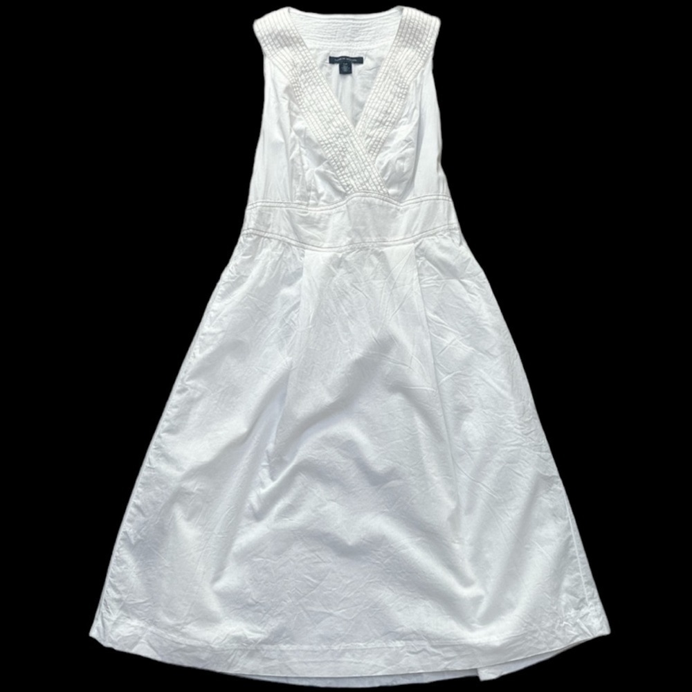 Tommy Hilfiger Surplice Top Smocked Back Collared Sleeveless Lined Cotton Dress